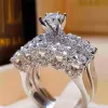 Anneaux Luxury Femelle Big Ring Set Fashion 925 Sier Love Bridal Promise Engagement Diamond vintage pour les femmes Drop Livrot Jewelry Dhakw