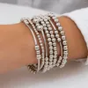 Strand PuRui Bohemian Silver Color CCB Round Ball Beads Bracelet 7pcs/set Multilayer Beaded Bangles For Women Fashion Party Jewelry