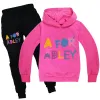 مجموعات كرتونية جديدة A for Adley Clothing Kids Spring Autumn Hoodie Sweater+Brours 2PCS Suit Baby Girl Sets Sets Boys Sportsuits