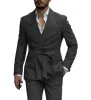 Ceketler Yeni Varış Kostümü Homme Erkekler Kemer Şalındaki Takım Eşit Taşlantı Düğün Prom Terno Maskulino İnce Fit Damat Blazer 2 PCS Ceket+Pantolon