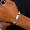 Länkarmband Hip Hop 8mm 1 rad isad ut kubansk prongkedja koppar kubik zirkoniumstenar armband för kvinnliga män smycken