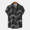 メンズカジュアルシャツ自然風景山植物3Dプリントハワイアンシャツ男性夏の短袖