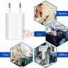 Chargers 20 PCS Portable 5V 1A EU 5W ACB CHARGEMENT MUR USB ADAPTATEUR DE VOYAGE POUR IPHONE 7 8 X 12 13 14 Samsung Huawei Charger