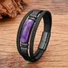 Bracelets à charme Personnalité 3 couleurs Arc de luxe Amethyst Stone Bracelet en acier en acier inoxydable pour hommes et femmes