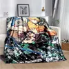 Blankets Anime Demon Slayer Kimetsu no Yaiba Fleece Blanket Nezuko Kamado Tanjiro Kamado Soft Bedding Bedspread Sofa Warming Cover T240422