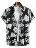 Men's Casual Shirts Fashionable Floral Pattern Print Short Sleeve Shirt Summer Button Lapel Top