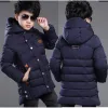 Sets 2022 Nieuwe Winter Keep Warm Teenage Boys Jacket 314 jaar lang Slim Fit Fashion Hooded Coat For Kids Children Outdoor Wind Breaker