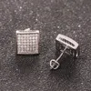 Square Full Diamond Hip-hop Earrings, Fashionable Square Micro Inlaid Zircon Earrings