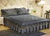 Gray Lace Bedspread Bed Skirt Pillowcase 3pcsset Velvet Thick Girls Bedclothes Bed Sheet Wedding Princess Bedding Home Decoration4357378