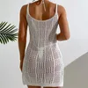Fashion texture reticolare boho spaghetti halter abbigliamento da bagno in spiaggia coprire donne slim mini bikini 240416