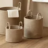 1PC Cotton Linen Corde tissée Dirty Clothes Panier de grande capacité Bénéresse de grande capacité Rangement de blanchisserie avec handle de fleur Pot Pot Home 240424