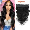 Wigs Clip raide dans les extensions de cheveux humains One Piece 5 Clips Brésiliens 100% Body Wave Soft One Piece Extension de cheveux humains Natural Human