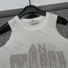 Rhinestone Letter Sticked Vest Designer Shirts For Women Croptop Summer Tanks Top Slim Sleeveless Shirt