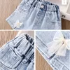 Shorts ienens crianças meninas garotas de verão calças de jeans casual desgaste casual jeans infantil de 4 a 13 anos