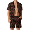 Suits-survains masculins Cherries Red Pleach Belk Men Set Fruits Fruits Casual Shirt Set Summer Graphic Shorts Two-on Deux pièces Retro Suit plus taille