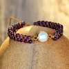 Charm Armband Creative Amethyst Beaded Opal Armband Handgjorda inslagna helande kristall för kvinnors gåva smycken