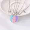 Pendant Necklaces Colorful Heart Necklace For Women Girls 3pcs Adjustable Chain Magnet Sequin Butterfly Jewelry Accessories