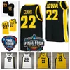 2023 2024 22 Caitlin Clark Jersey Iowa Hawkeyes 여자 대학 농구 유니폼 검은 흰색 노란색 크기 s m l xl xxl ncaa 셔츠 새로운 스티치
