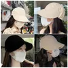 Berets 2024 Summer Wide Brim Sunhat Women Sun Hatts Foldbar Justerbar utomhusstrandhink Hat UV -skydd Visor Fisherman Korean