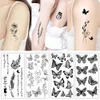 Farba ciała 1 arkusz czarny kwiat motyl motylowy TEMORITOS dla kobiet mężczyzn dzika roślina fałszywa naklejka na tatuaż dorośli twarz ręce