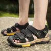 Sandały dla mężczyzn na świeżym powietrzu buty buty letnie oddychanie swobodny normalny skórzany projektant anty slip projektant
