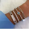 Strands Micro Pave CZ Miami Кубинская цепочка звена CZ Bar Carm Iced Out Bling Bling Women Girl Bracelet Высокое качество