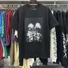 Lila märke t shirt tung logotyp 23ss sommar vintage bokstäver tryckt logotyp lila skjorta lös överdimensionerad hip hop unisex kort ärm tees tshirt lila jeans 133