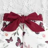 Clothing Sets 0-3Years Toddler Born Baby Girls Clothes Summer Diagonal Collar Sleeveless Wine Red Tank Butterfly Print Bow Tie Shorts