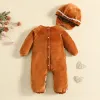 Één-stukken 20221007 Lioraitiin 024m Toddler Baby Boy Girl Winter Romper Gingerbread Man Rompert lange mouw voetjumpsuit schattige hoed