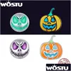 CAMBINO WOSTU 925 Sterling Sier Scheletro Pumpkin Orecchini a perno luminosi per le orecchie di design Speciali Oranci Speciali Women Men Punk Jewelry Gift dhqzu Dhqzu