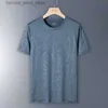 Camisetas masculinas de verão masculas camisetas camisetas camisetas de designer respirável secagem rápida cor sólida cenário esportivo redonda pescoço de pescoço de camiseta de seda de seda q240424