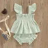 Ensembles de vêtements d'été ensembles de nouveau-nés bébé fille courte couleur unie à mouche à mouche à mouche
