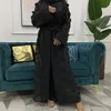 Vêtements ethniques Dubaï Kimono Hijab Muslim Robe Abayas pour les femmes Lacet-Up à manches longues Cardigan Kaftan Femme Caftan Marocain Qatar