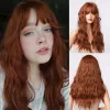 Wigs HENRY MARGU Long Wavy Brown Red Orange Wigs with Bangs Cosplay Party Heat Resistant Synthetic Hair Wigs for Black Women Afro