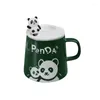 Mugs 460ml Panda Ceramic Mug With Lid Design Pattern Large Capacity Drinkware Coffee Tea Cups Novelty Gifts Milk Cup