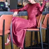 Lässige Kleider Mode lange Premium Festkörper -Party -Kleid Damen Elegant Satin High Taille Slim Slits Sexy Design Halfter Abend