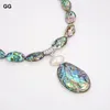 Pendant Necklaces GG Natural Mix Color Green Paua Abalone Shell Necklace White