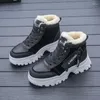 Botas de nieve tobillo peluche tibia media mujer negro y marrón grises grises de invierno plano espesado Zapatos Mujer 2024