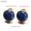 Links Lowkey Luxury Lapis Lazuli Cufflinks For Mens Gold Color Lepton High Quality Round Lazurite Stone Cuff Links Relojes Gemelos