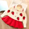 Set di abbigliamento per bambine abiti invernali set di abiti dolci per bambini maglione magnificato e gonna per ragazze da maglieria per bambini