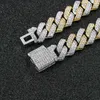 14 mm dois tons masculino Diamantes completos Duas linhas Moissanite Jóias de ouro rosa prata rosa Hip Hop Bling Colar Chain Chain Colar