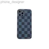 Luxury Minimalist Grid Phone Case iPhone 14 15 Pro Max 13 11 12 Mini 7 8 Plus X XS XR XSMAX Designer Letter Leather Electropated Veneer Protective Case H765355