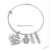 Andra modetillbehör 10 datorer/Lot Rostfritt stål Lärare Charms Bangle Professional Armband för present Drop Delivery DHDSO