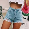 (Spring Festival sluit niet) Europese en Amerikaanse retro klassieke stijl met zijsplartengaten, Cat Claw High Tailed Denim Shorts en Hot Pants