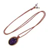 Pendant Necklaces Unique Style Natural Crystal Stone Amethyst Necklace Braided Rope Handmade Knit Lovers Gift Jewelry