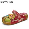 Casual schoenen Beyarne Summer Sandals Echt lederen vrouwen dik hielplatform voor slippers Ethnic