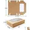 Wrap Brown Kraft White Regalo Cookie Caja con ventana transparente recipiente de papel pequeño premium para empaquetado de caramelo de pasteles de postre LX5513 DRO DHWOU