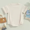 Endelar unisex nyfödd baby pojke flicka fast färg bubbla romper bomull besättningen kort ärm pullover överdimensionerad bodysuit topp