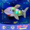 55 cm Luminous Shark Doll Pluszowa zabawka Wysokiej jakości bawełniana bawełniana poduszka do snu miękka i urocza wypełniona zwierzęcy dziewczyna Luminousy zabawka 240424