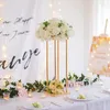 Wazony kwiatowe wazon złota kolumna stojak metalowy ślub ślubny stojak na imprezę imprezową dekorację 1pc